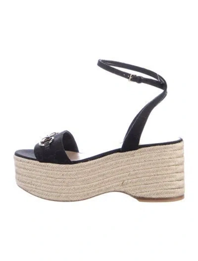 Pre-owned Gucci Gg Canvas Canvas Espadrilles In Black