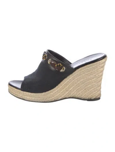 Pre-owned Gucci Gg Canvas Canvas Espadrilles In Black