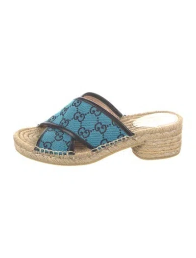 Pre-owned Gucci Gg Canvas Canvas Espadrilles In Blue