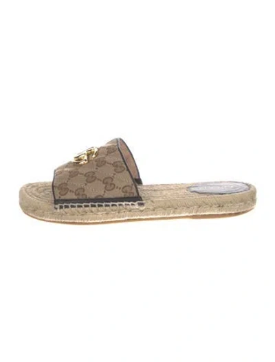 Pre-owned Gucci Gg Canvas Canvas Espadrilles In Brown