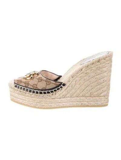 Pre-owned Gucci Gg Canvas Canvas Espadrilles In Brown