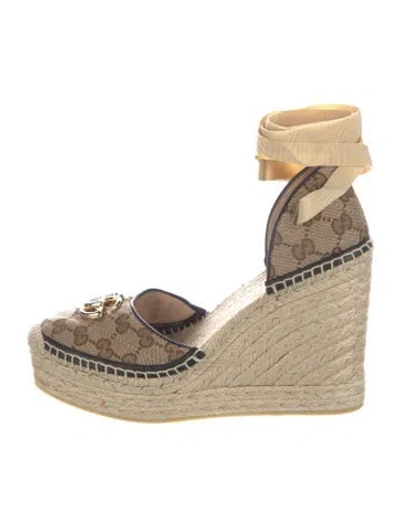 Pre-owned Gucci Gg Canvas Canvas Espadrilles In Brown