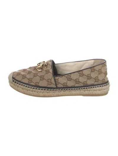 Pre-owned Gucci Gg Canvas Canvas Espadrilles In Neutral