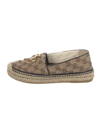 Pre-owned Gucci Gg Canvas Canvas Espadrilles In Neutral