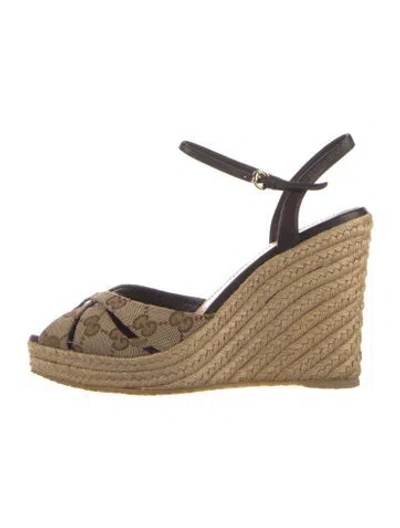Pre-owned Gucci Gg Canvas Canvas Espadrilles In Neutral