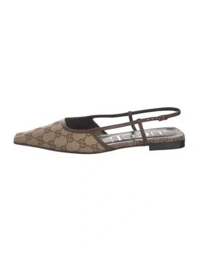 Pre-owned Gucci Gg Canvas Canvas Flats In Neutral