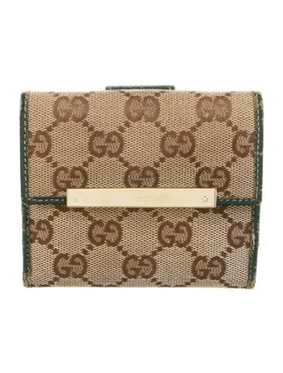 Pre-owned Gucci Gg Canvas Canvas French Purse In Brown