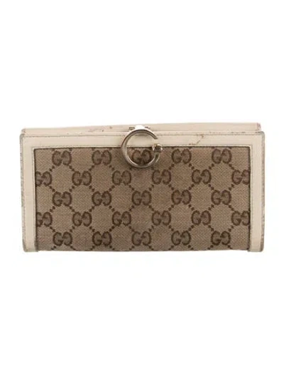 Pre-owned Gucci Gg Canvas Canvas French Purse In Brown