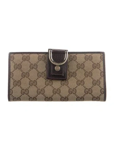 Pre-owned Gucci Gg Canvas Canvas French Purse In Brown