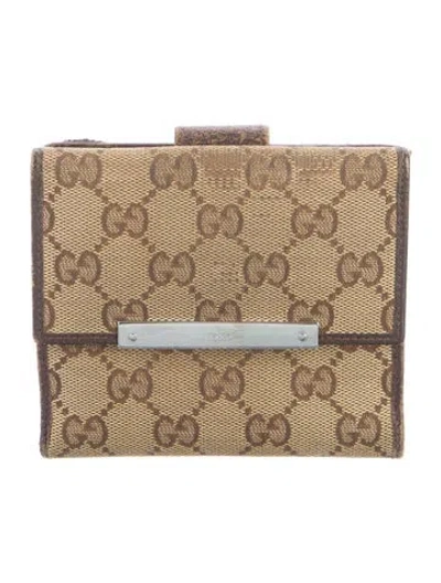 Pre-owned Gucci Gg Canvas Canvas French Purse In Neutral