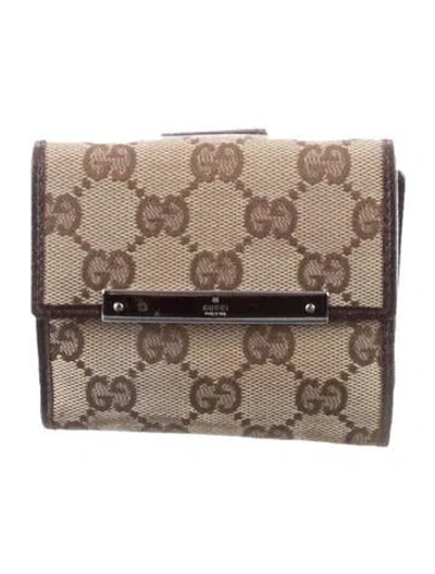 Pre-owned Gucci Gg Canvas Canvas French Purse In Neutral