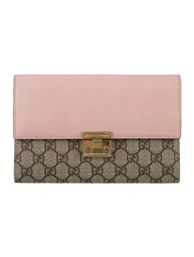 Pre-owned Gucci Gg Canvas Canvas French Purse In Neutral