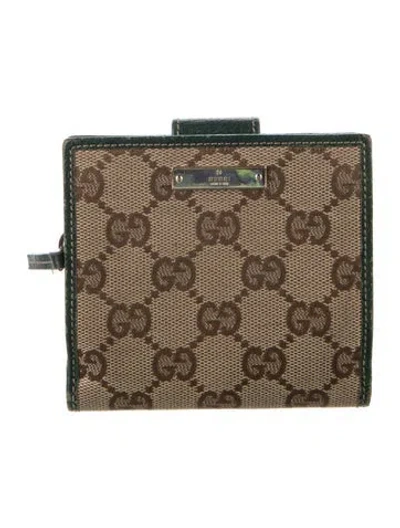 Pre-owned Gucci Gg Canvas Canvas French Purse In Neutral