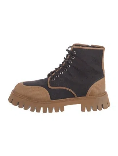Pre-owned Gucci Gg Canvas Canvas Hiking Boots In Black