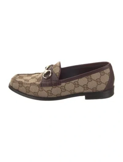 Pre-owned Gucci Gg Canvas Canvas Loafers