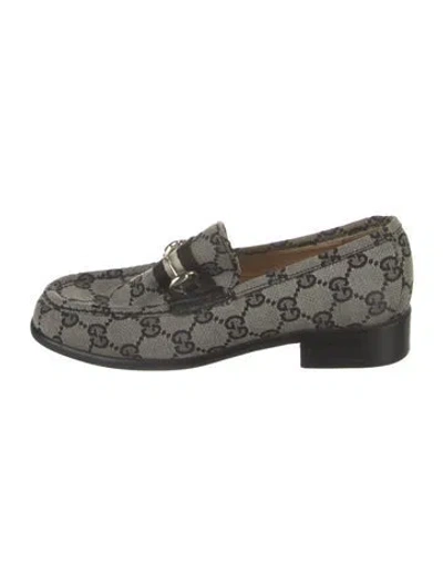 Pre-owned Gucci Gg Canvas Canvas Loafers In Black