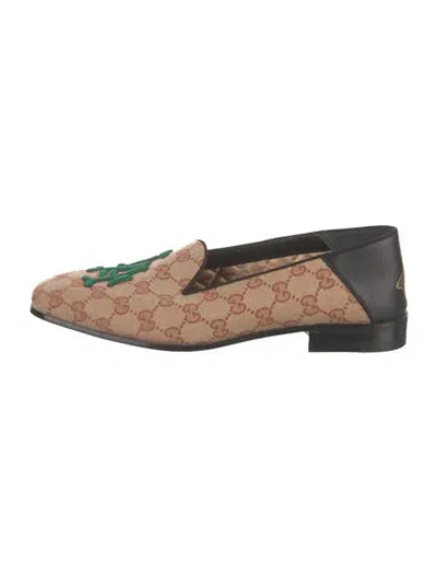 Pre-owned Gucci Gg Canvas Canvas Loafers In Brown