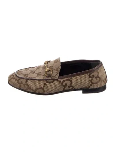 Pre-owned Gucci Gg Canvas Canvas Loafers In Brown