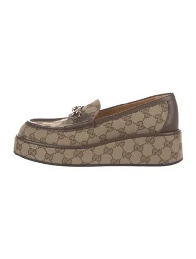 Pre-owned Gucci Gg Canvas Canvas Loafers In Brown