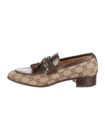 Pre-owned Gucci Gg Canvas Canvas Loafers In Brown