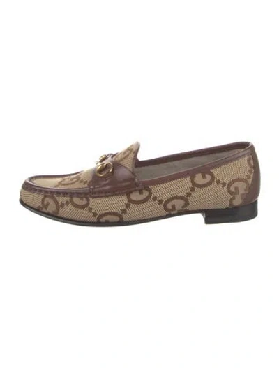 Pre-owned Gucci Gg Canvas Canvas Loafers In Brown