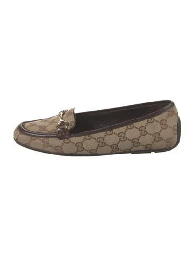 Pre-owned Gucci Gg Canvas Canvas Loafers In Brown
