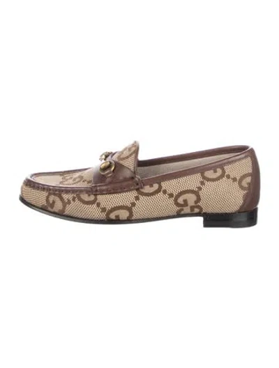 Pre-owned Gucci Gg Canvas Canvas Loafers In Brown