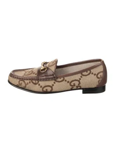 Pre-owned Gucci Gg Canvas Canvas Loafers In Brown