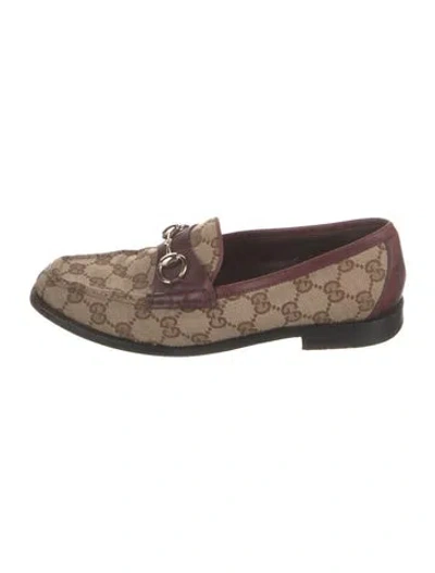 Pre-owned Gucci Gg Canvas Canvas Loafers In Neutral