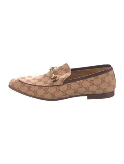 Pre-owned Gucci Gg Canvas Canvas Loafers In Neutral