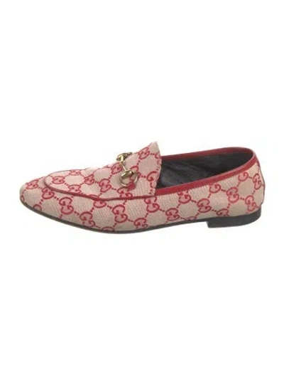 Pre-owned Gucci Gg Canvas Canvas Loafers In Red