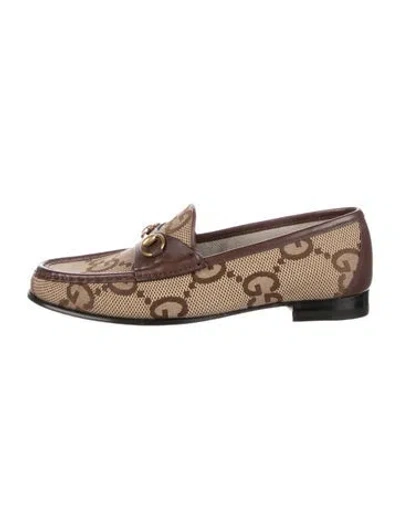 Pre-owned Gucci Gg Canvas Canvas Loafers W/ Tags In Brown