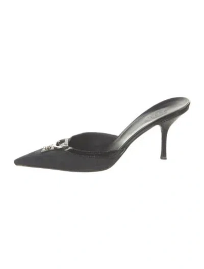 Pre-owned Gucci Gg Canvas Canvas Mules In Black