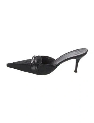 Pre-owned Gucci Gg Canvas Canvas Mules In Black