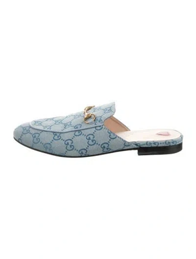 Pre-owned Gucci Gg Canvas Canvas Mules In Blue