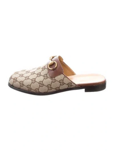 Pre-owned Gucci Gg Canvas Canvas Mules In Brown