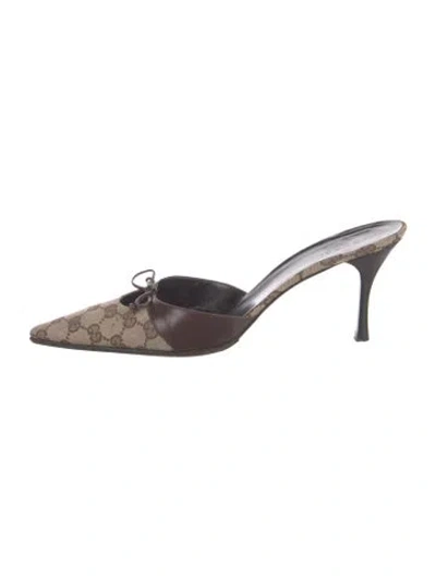 Pre-owned Gucci Gg Canvas Canvas Mules In Brown