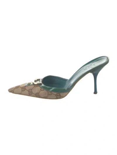 Pre-owned Gucci Gg Canvas Canvas Mules In Neutral