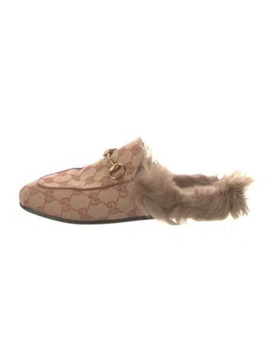 Pre-owned Gucci Gg Canvas Canvas Mules In Neutral