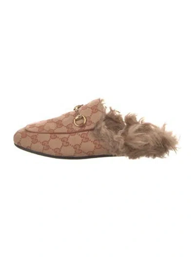Pre-owned Gucci Gg Canvas Canvas Mules In Neutral