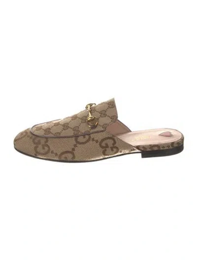 Pre-owned Gucci Gg Canvas Canvas Mules In Neutral