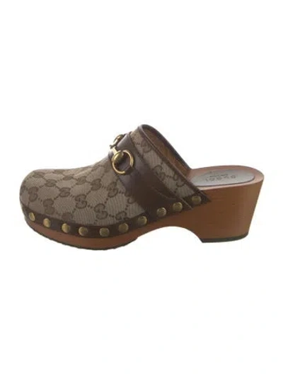 Pre-owned Gucci Gg Canvas Canvas Mules In Neutral