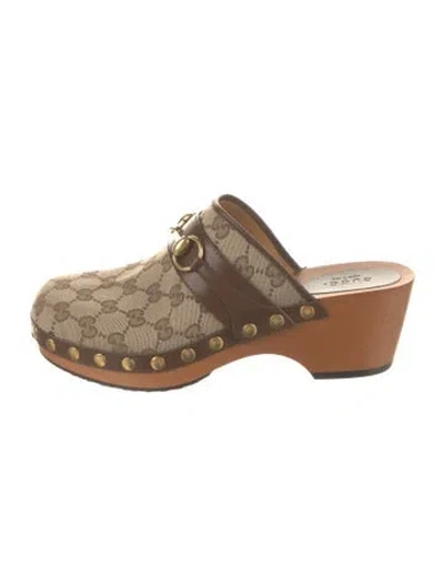Pre-owned Gucci Gg Canvas Canvas Mules In Neutral