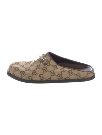 Pre-owned Gucci Gg Canvas Canvas Mules In Neutral