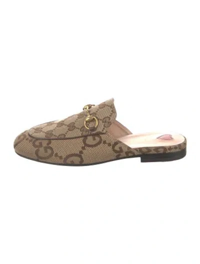 Pre-owned Gucci Gg Canvas Canvas Mules In Neutrals