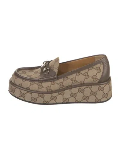Pre-owned Gucci Gg Canvas Canvas Pumps In Neutral