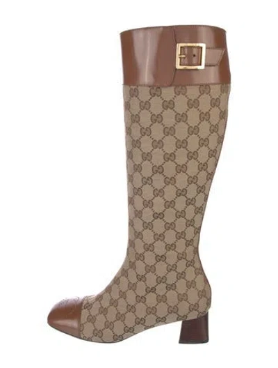 Pre-owned Gucci Gg Canvas Canvas Rain Boots In Brown