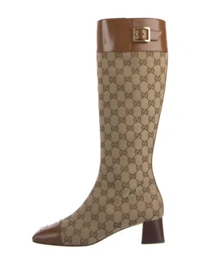Pre-owned Gucci Gg Canvas Canvas Rain Boots W/ Tags In Brown