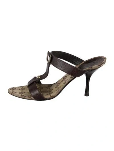 Pre-owned Gucci Gg Canvas Canvas Sandals In Brown