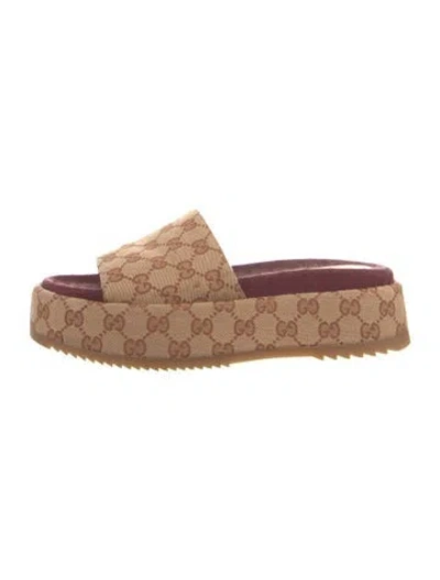 Pre-owned Gucci Gg Canvas Canvas Slides In Brown